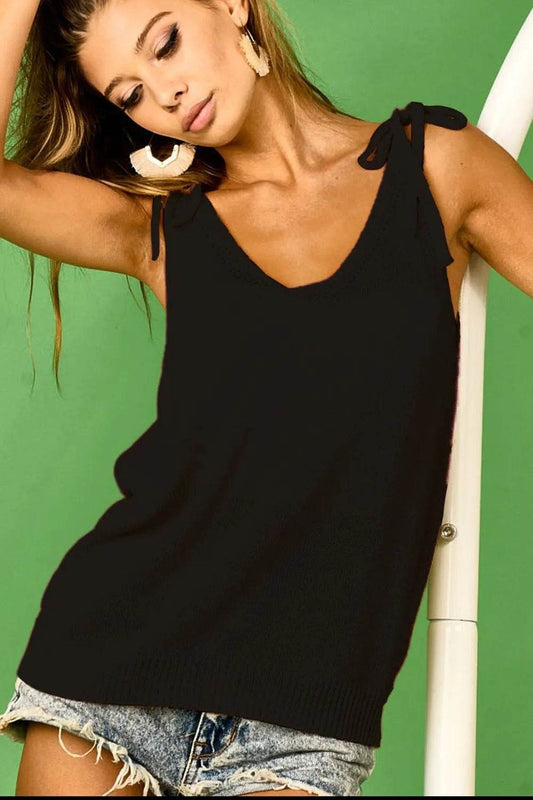 BiBi Tied Shoulder Solid Knit Top - Shop Style & More | Fresh Looks, Everyday Deals & Free Shipping