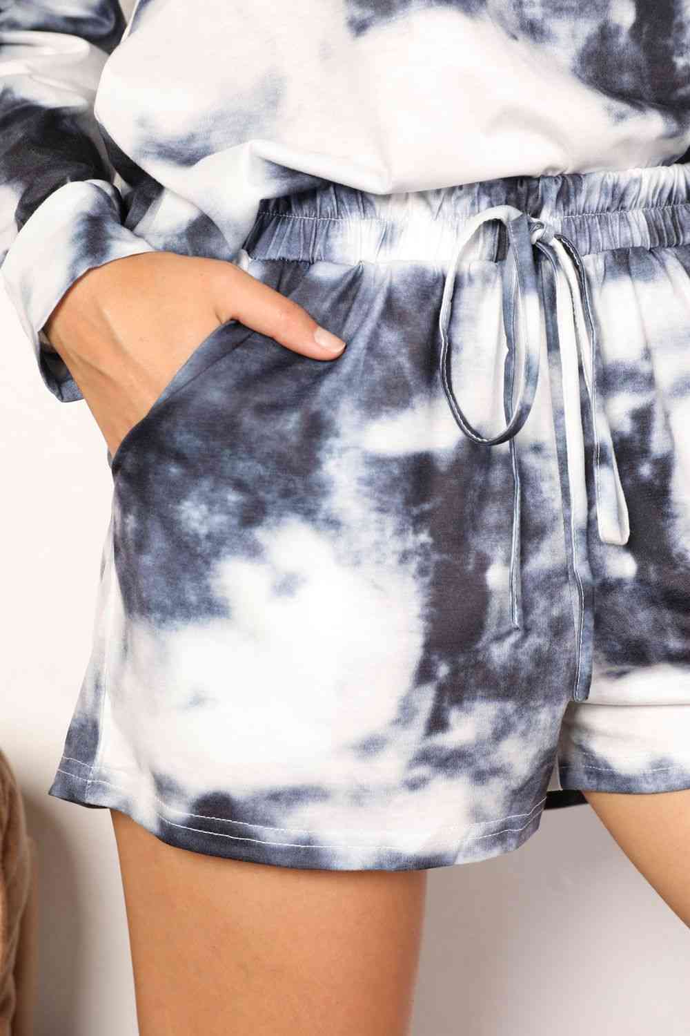 Shiny Tie-Dye Round Neck Top and Shorts Lounge Set Lounge Set