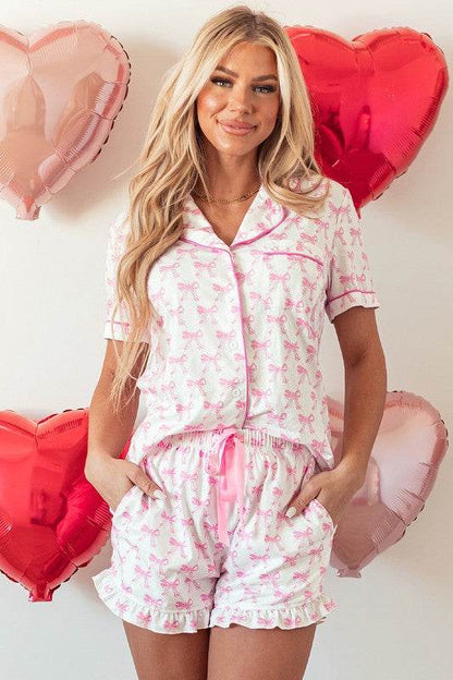 Short Sleeve and Ruffled Shorts Pajama Set - Shop Style & More | Fresh Looks, Everyday Deals & Free Shipping