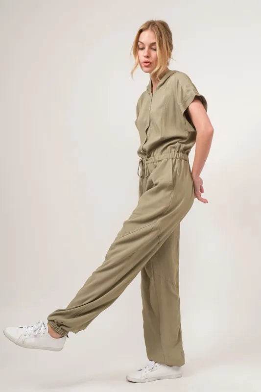 And The Why Washed Short Sleeve Hooded Jumpsuit - Shop Style & More | Fresh Looks, Everyday Deals & Free Shipping