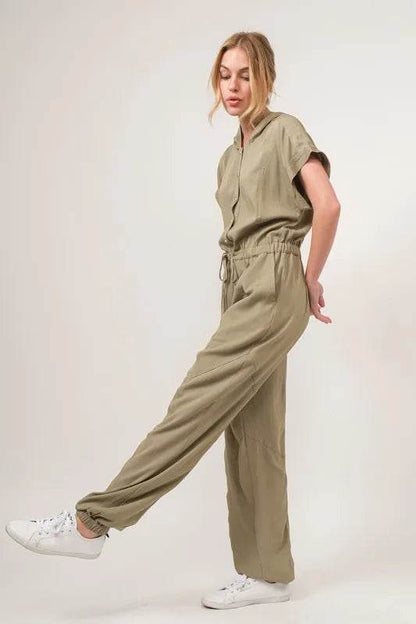 And The Why Washed Short Sleeve Hooded Jumpsuit - Shop Style & More | Fresh Looks, Everyday Deals & Free Shipping