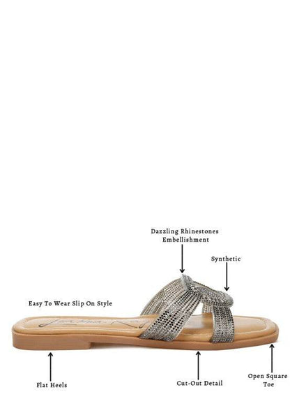 Minople Rhinestones Embellished Flat Sandals - Shop Style & More | Fresh Looks, Everyday Deals & Free Shipping