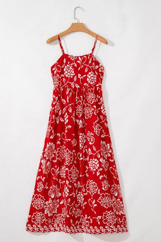 Red Floral Print Spaghetti Strap Empire Waist Maxi - Shop Style & More | Fresh Looks, Everyday Deals & Free Shipping