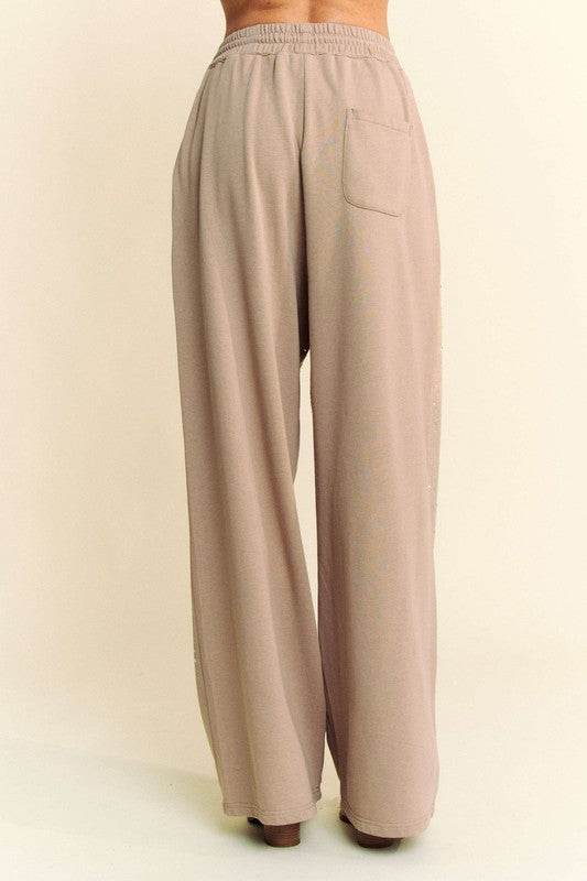 Davi & Dani Rhinestone Drawstring Wide Leg Pants - Shop Style & More | Fresh Looks, Everyday Deals & Free Shipping