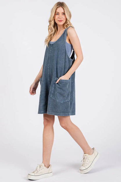 Mittoshop Low Scoop Neck Tank Washed French Terry Romper - Shop Style & More | Fresh Looks, Everyday Deals & Free Shipping