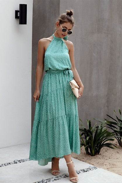 Tie Back Polka Dot Ruffle Hem Halter Dress - Shop Style & More | Fresh Looks, Everyday Deals & Free Shipping