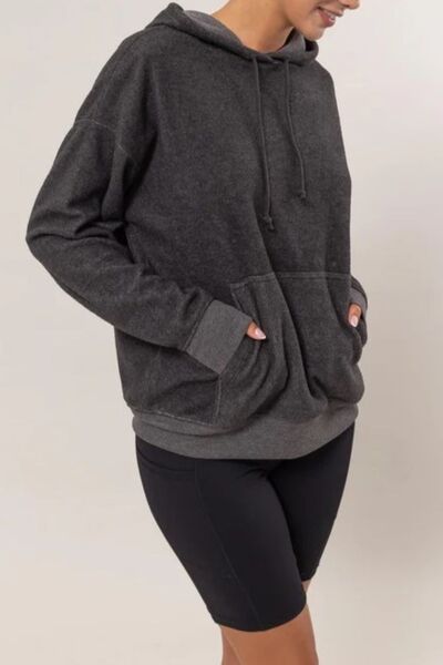 HYFVE Brushed Long Sleeve Hoodie with Kangaroo Pocket Hoodies & Sweaters