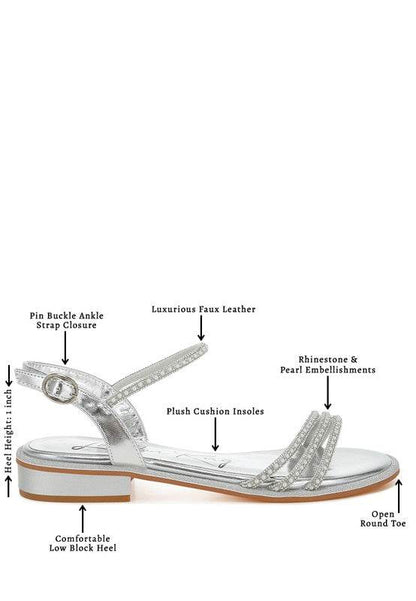 Nobbity Rhinestone Pearl Detail Flat Sandals - Shop Style & More | Fresh Looks, Everyday Deals & Free Shipping
