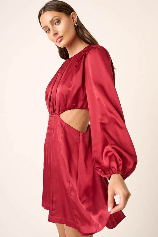 Mittoshop Satin Side Cutout Detail Mini Dress - Shop Style & More | Fresh Looks, Everyday Deals & Free Shipping