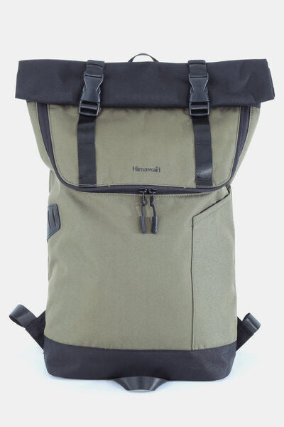 Himawari Contrast Waterproof Canvas Backpack Bag Army Green One Size Bags