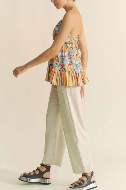 Davi & Dani Floral Smocked Sleeveless Ruffle Back Tie Top - Shop Style & More | Fresh Looks, Everyday Deals & Free Shipping