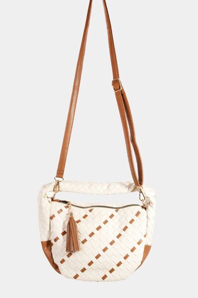 Fame Tassel Detail Weave Semi Circle Bag Bags