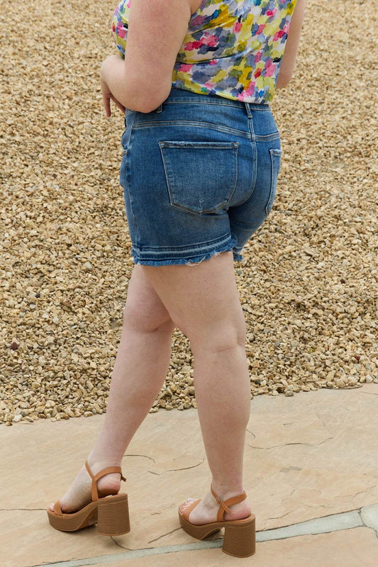 RISEN Maya Full Size Mid Rise Asymmetrical Shorts - Shop Style & More | Fresh Looks, Everyday Deals & Free Shipping