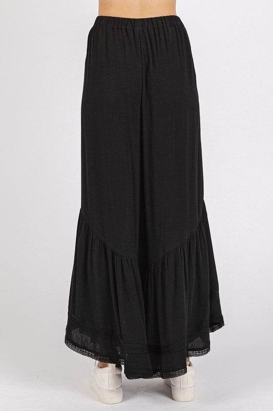 Mittoshop Lace Ruffle Asymmetric Hem Wide Leg Pants - Shop Style & More | Fresh Looks, Everyday Deals & Free Shipping