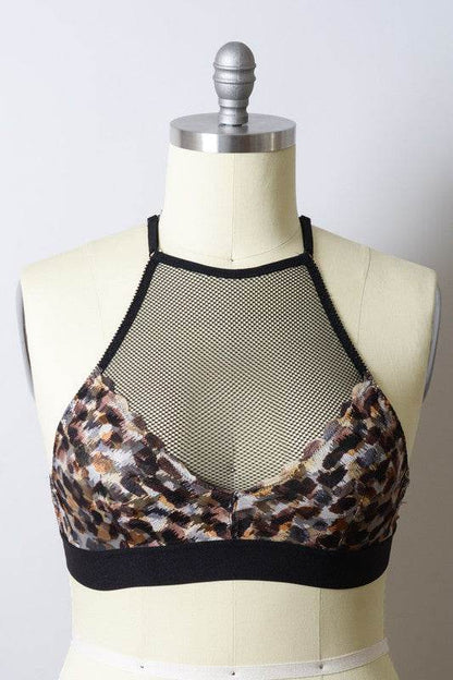 Plus Size Mesh Print High Neck Bralette - Shop Style & More | Fresh Looks, Everyday Deals & Free Shipping