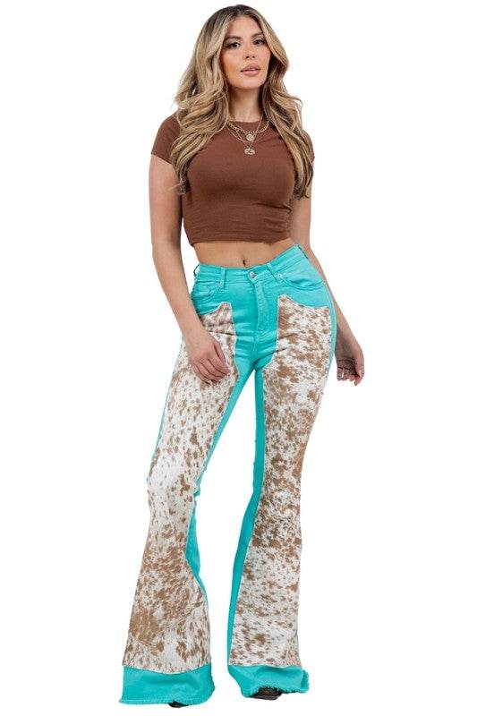 Rodeo Bell Bottom Turquoise/Brown- Inseam 34 - Shop Style & More | Fresh Looks, Everyday Deals & Free Shipping