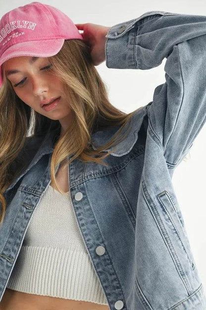 MABLE Scallop Peter Pan Collar Denim Jacket - Shop Style & More | Fresh Looks, Everyday Deals & Free Shipping