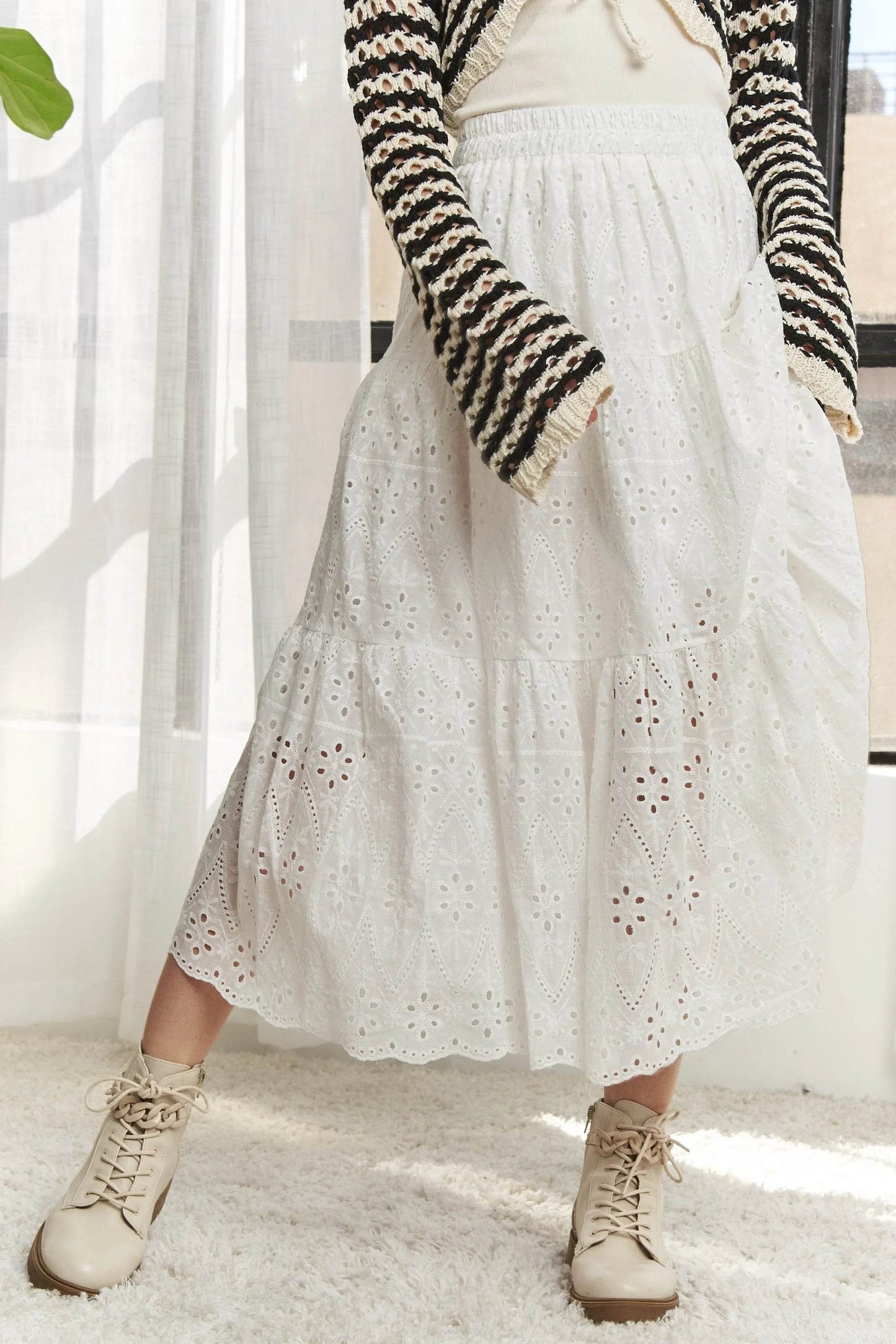 ADORA Elastic Waistband Tiered Midi Skirt - Shop Style & More | Fresh Looks, Everyday Deals & Free Shipping