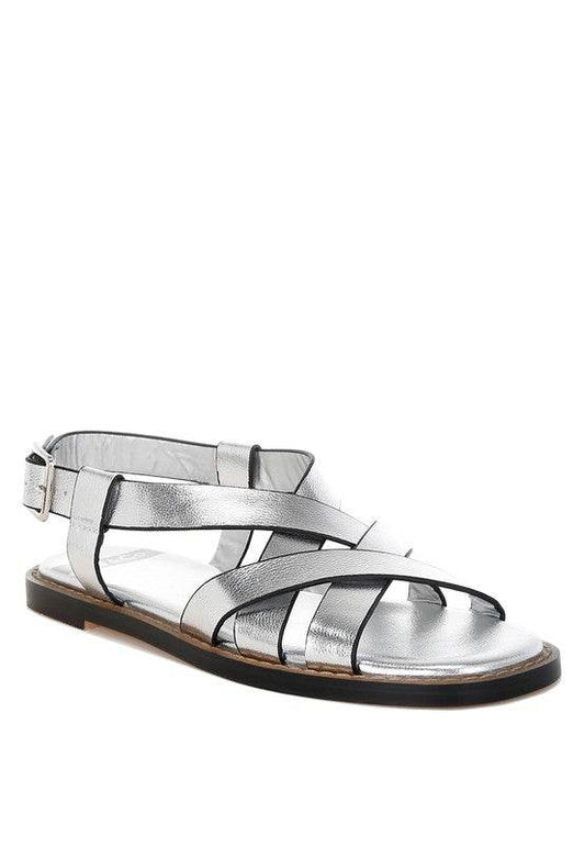 Doata Metallic Genuine Leather Buckled Flats - Shop Style & More | Fresh Looks, Everyday Deals & Free Shipping