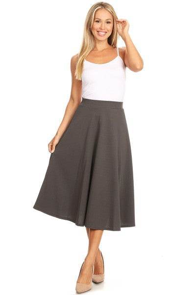 Solid high waisted, A-line, midi skirt - Shop Style & More | Fresh Looks, Everyday Deals & Free Shipping