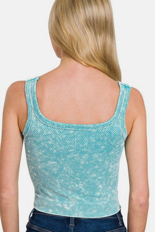 Zenana Washed Ribbed Scoop Neck Wide Strap Tank - Shop Style & More | Fresh Looks, Everyday Deals & Free Shipping