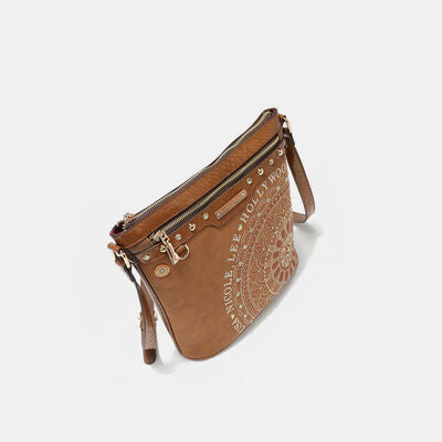 Nicole Lee USA Metallic Stitching Embroidery Inlaid Rhinestone Crossbody Bag Bags