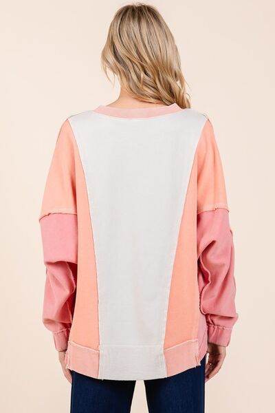 Mittoshop Mineral Wash Color Block Sweatshirt - Shop Style & More | Fresh Looks, Everyday Deals & Free Shipping