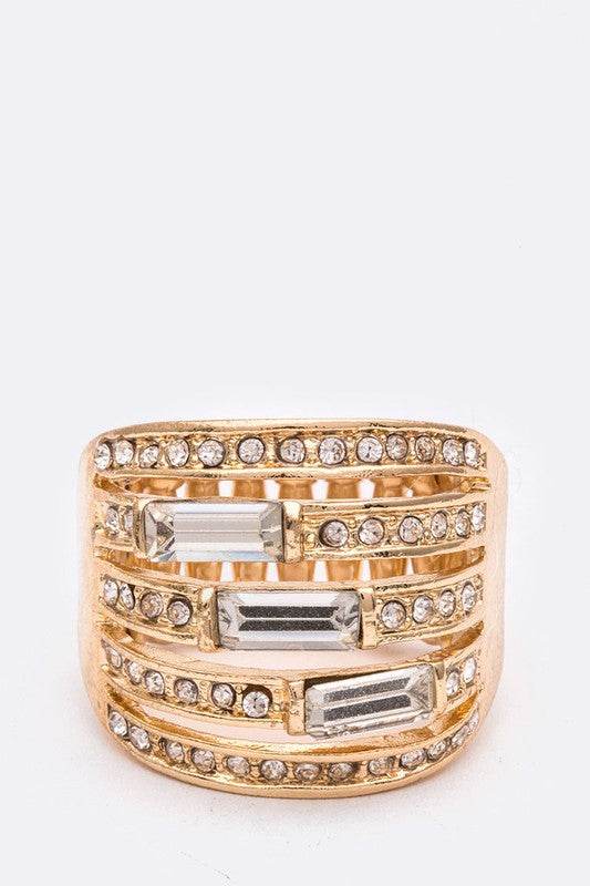 Crystal Baguette Stretch Cocktail Ring - Shop Style & More | Fresh Looks, Everyday Deals & Free Shipping