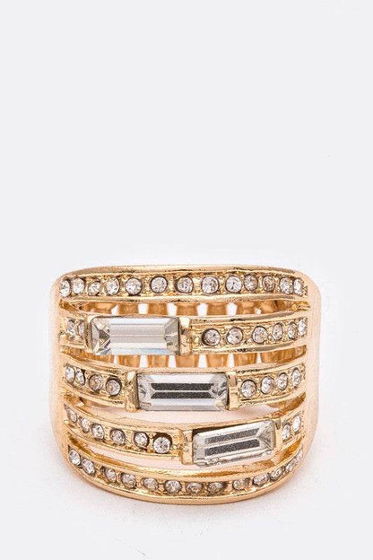Crystal Baguette Stretch Cocktail Ring - Shop Style & More | Fresh Looks, Everyday Deals & Free Shipping