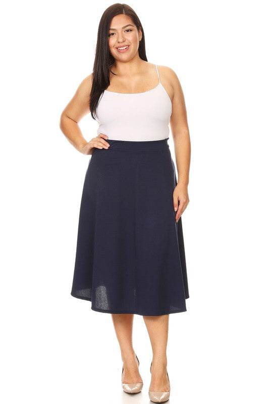 Solid high waisted, A-line, midi skirt - Shop Style & More | Fresh Looks, Everyday Deals & Free Shipping