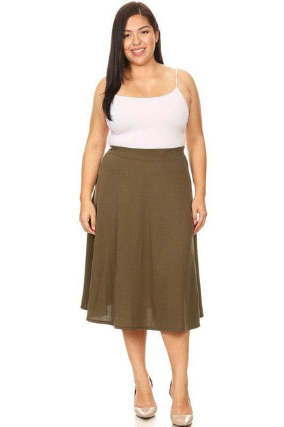 Solid high waisted, A-line, midi skirt - Shop Style & More | Fresh Looks, Everyday Deals & Free Shipping