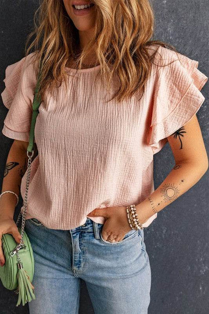 Sabrina Tiered Ruffled Short Sleeve Blouse - Shop Style & More | Fresh Looks, Everyday Deals & Free Shipping
