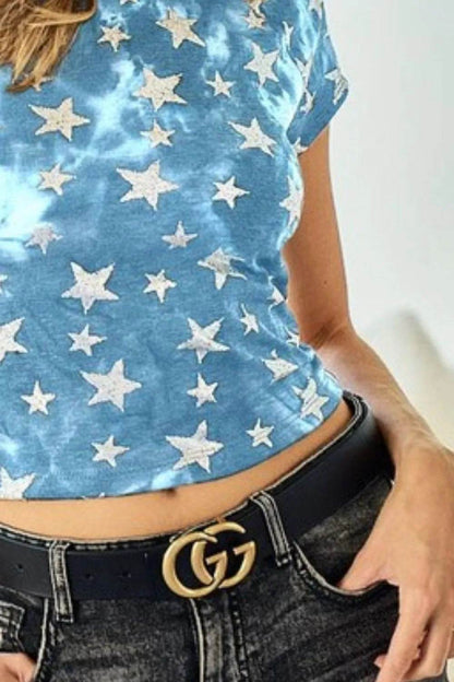 BiBi Star Print Knit Back Cut Out and Plaid Tied Top - Shop Style & More | Fresh Looks, Everyday Deals & Free Shipping