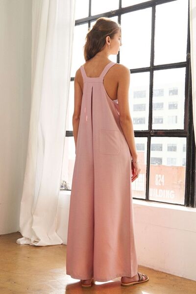 ADORA Square Neck Wide Leg Overalls with Pockets Jumpsuits