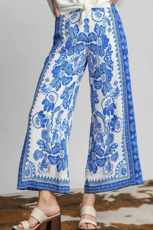 Umgee Full Size Floral Border Print Pants Plus Size - Shop Style & More | Fresh Looks, Everyday Deals & Free Shipping