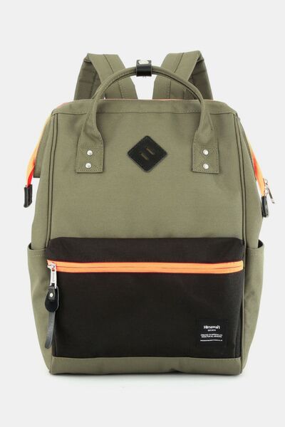 Himawari Contrast Waterproof Backpack Bag with Reinforced Edges Green One Size Bags