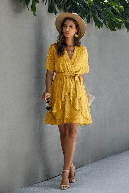 V Neck Ruffled Hem Wrap Dress - Shop Style & More | Fresh Looks, Everyday Deals & Free Shipping