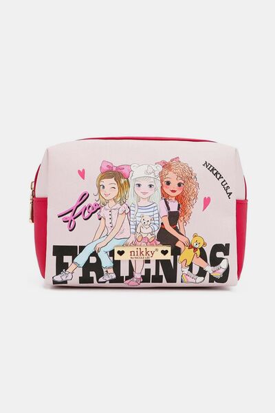 Nicole Lee USA Printed Extra Large Cosmetic Pouch Best Friends One Size Bags