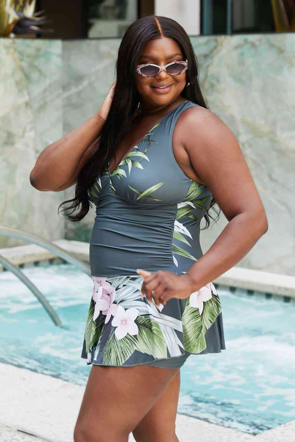 Aloha Forest Swim Dress – Marina West Swim Full Size Clear Waters One-Piece Swimwear