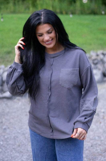 Kairi Exposed Seam Waffle Knit Top - Shop Style & More | Fresh Looks, Everyday Deals & Free Shipping