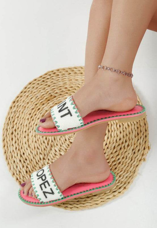 Luxe Getaway Beaded Saint Tropez Flat Slip Ons - Shop Style & More | Fresh Looks, Everyday Deals & Free Shipping