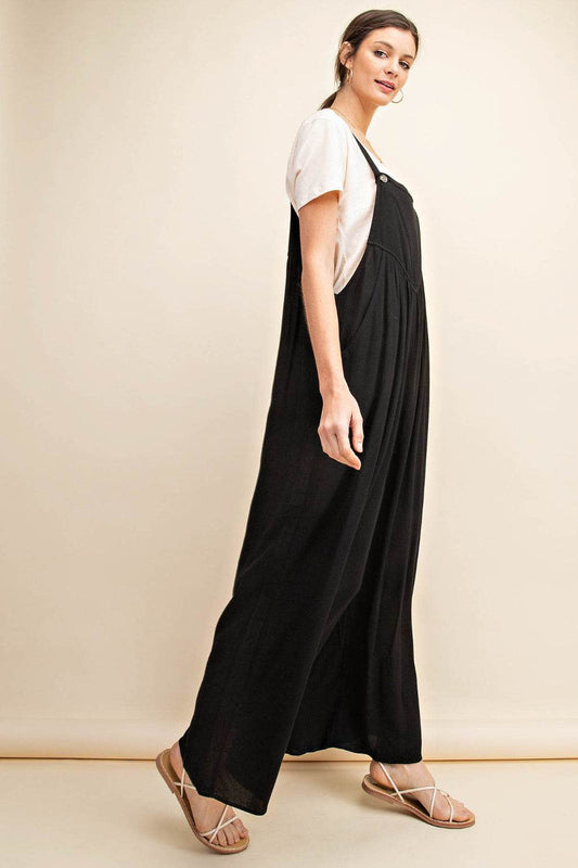Kori America Full Size Sleeveless Ruched Wide Leg Overalls - Shop Style & More | Fresh Looks, Everyday Deals & Free Shipping