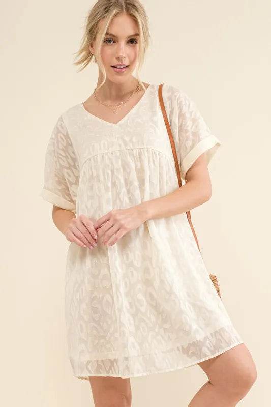 And The Why Woven Leopard Baby Doll Roll-Sleeve Casual Dress - Shop Style & More | Fresh Looks, Everyday Deals & Free Shipping