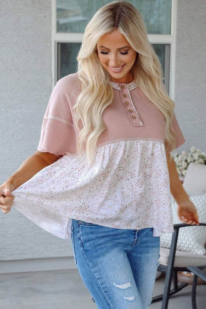 Legacy Waffle Floral Exposed Seam Top - Shop Style & More | Fresh Looks, Everyday Deals & Free Shipping