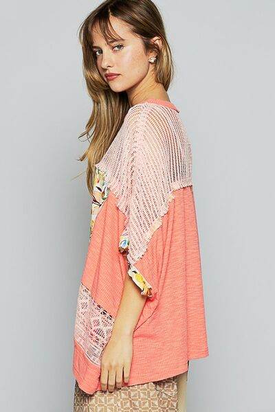 POL Hollow Out Floral Half Sleeve Knit Top - Shop Style & More | Fresh Looks, Everyday Deals & Free Shipping