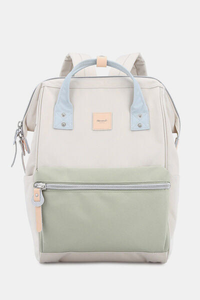 Himawari Water Resistant Canvas Backpack Bag with Side Pockets Cream Green One Size Bags