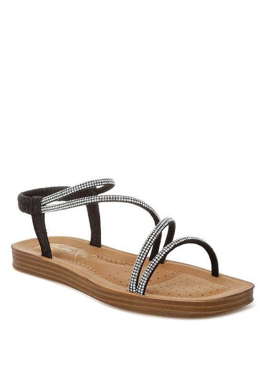 Ridayne Rhinestones Embellished Strappy Flats - Shop Style & More | Fresh Looks, Everyday Deals & Free Shipping