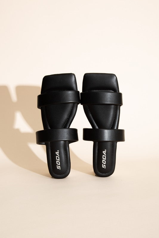 RAMSEY-S Double Strap Slides BLACK Sandals