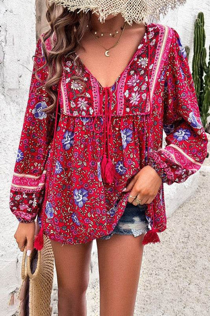 All Over Floral Print Cross Deep V Boho Top - Shop Style & More | Fresh Looks, Everyday Deals & Free Shipping