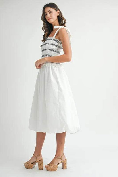 MABLE Smocked Bodice Bubble Midi Dress - Shop Style & More | Fresh Looks, Everyday Deals & Free Shipping